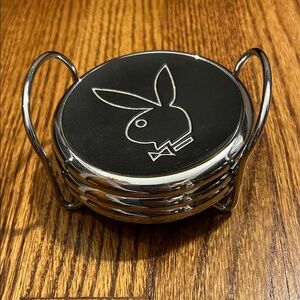 Vintage leather PLAYBOY Black and Silver Coaster Collection